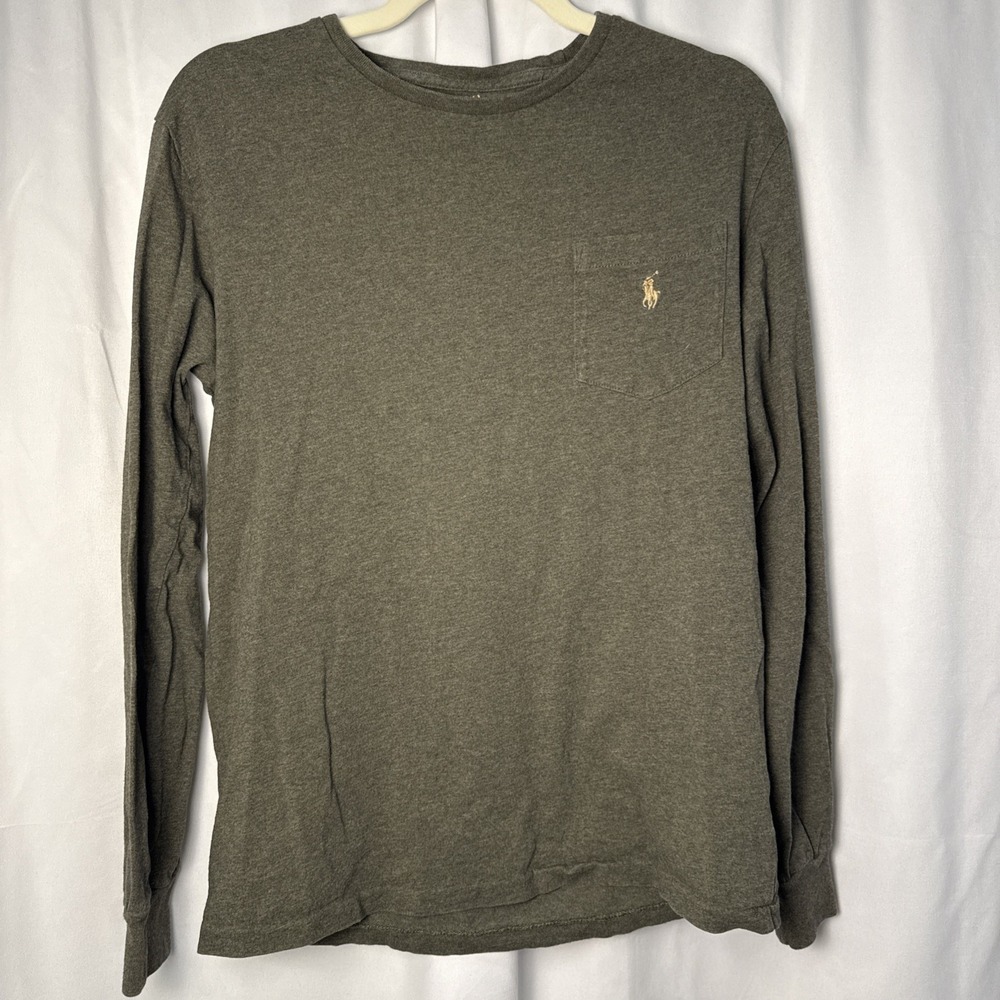 Ralph Lauren Polo S Long Sleeve T-shirt Classic Fit Mens Casual Comfort Green